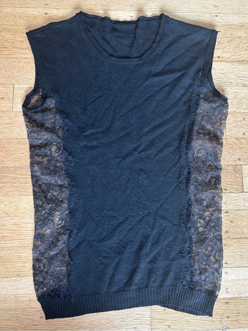 Dolce and Gabbana Black Lace-Panel Sleeveless Top - Women
